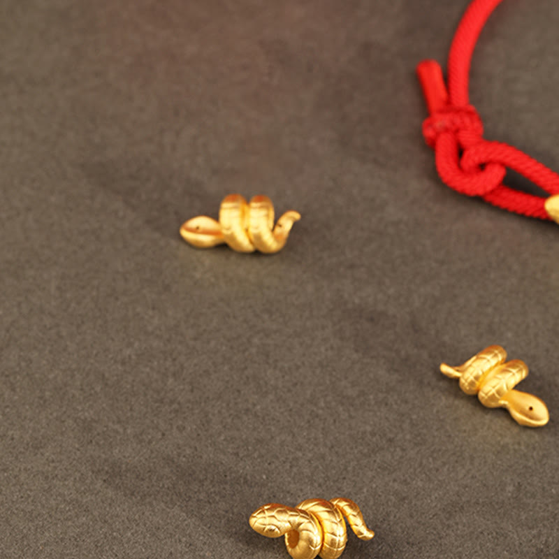 Buddha Stones999ゴールド 蛇年デザイン 手作り 幸運のお守り ロープ編みブレスレット - image 16