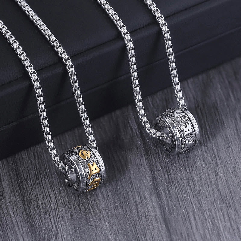 Buddha Stonesチベットオーム・マニ・パドメ・フムチタン鋼 平和ネックレス ペンダント - image 1