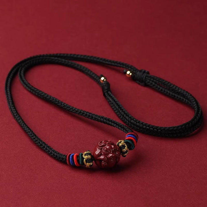 Buddha Stones辰砂 中国十二支 黒紐 祝福ネックレス ペンダント - 辰砂の牛 - image 3