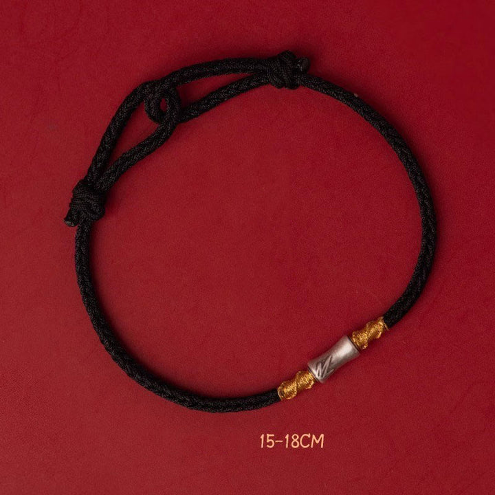 Buddha Stonesハンドメイド 925 スターリングシルバー 竹デザイン赤紐幸運の編み込みブレスレット - ブラックストリング 925 スターリングシルバー バンブー (手首周り: 15-18cm) - image 16