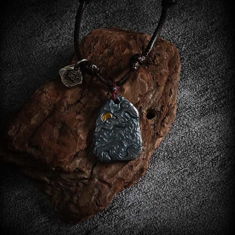 Buddha Stones999スターリングシルバー 24Kゴールド 吉兆雲守護ネックレスペンダント - image 1