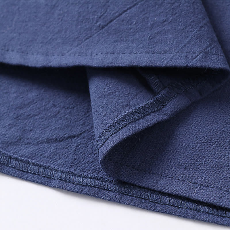 Buddha Stones無地 七分袖 ワンボタン コットンリネン メンズシャツ - image 12