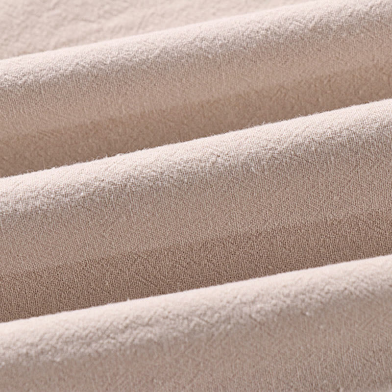 Buddha Stonesカジュアル 無地 七分袖 フロントボタン コットンリネン メンズシャツ ポケット付き - image 2