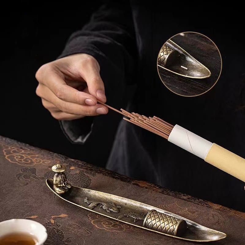 Buddha Stones漁師船 鯉 亜鉛合金 お香立て 癒し お香炉 装飾 - image 4