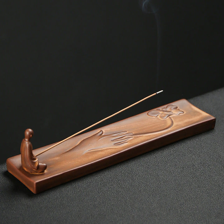 Buddha Stones漁師 漁船 竹製 仏手 蓮 スピリチュアルヒーリング 陶器 スティック 香炉 装飾