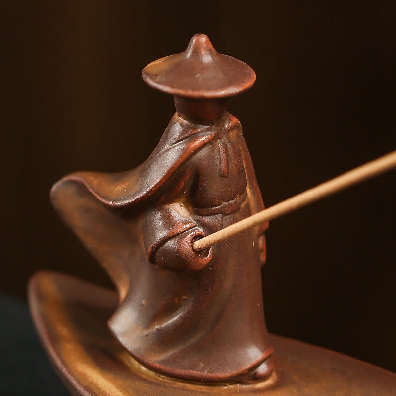 Buddha Stones漁師 漁船 竹製 仏手 蓮 スピリチュアルヒーリング 陶器 スティック 香炉 装飾
