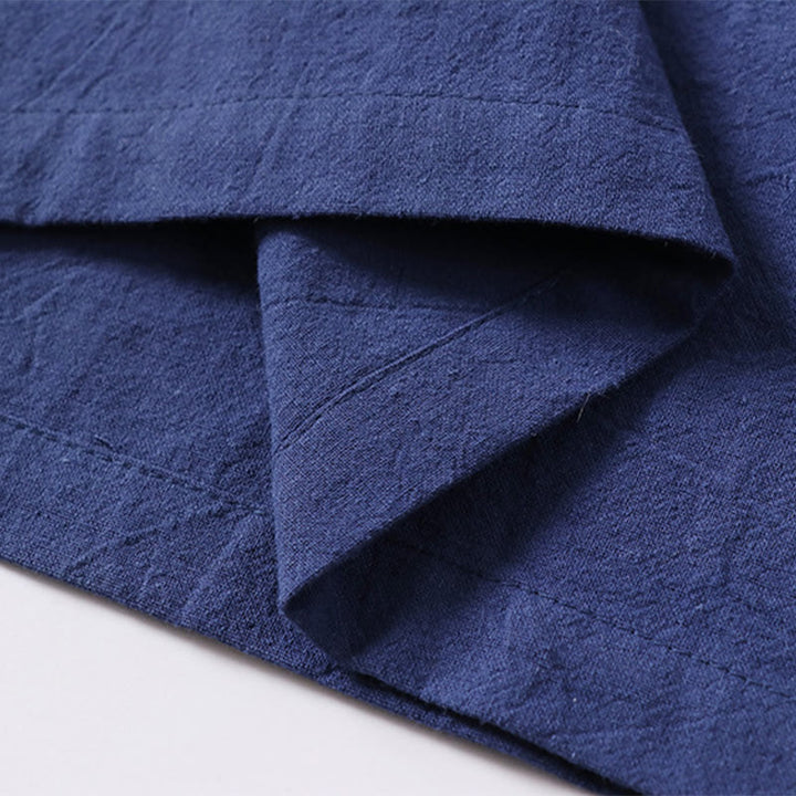 Buddha Stonesカジュアル 無地 半袖 カエルボタン コットンリネン メンズシャツ - image 9