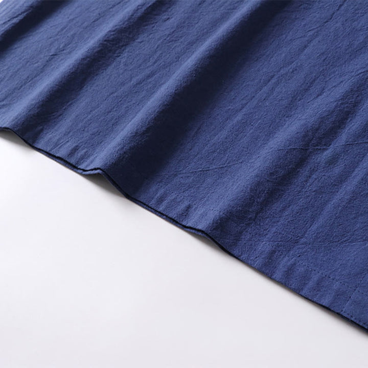 Buddha Stonesカジュアル 無地 半袖 カエルボタン コットンリネン メンズシャツ - image 12