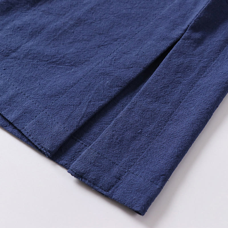 Buddha Stones無地 半袖 カエルボタン コットンリネン メンズシャツ - image 11