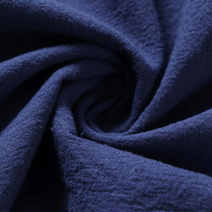 Buddha Stones無地 半袖 カエルボタン コットンリネン メンズシャツ - image 6