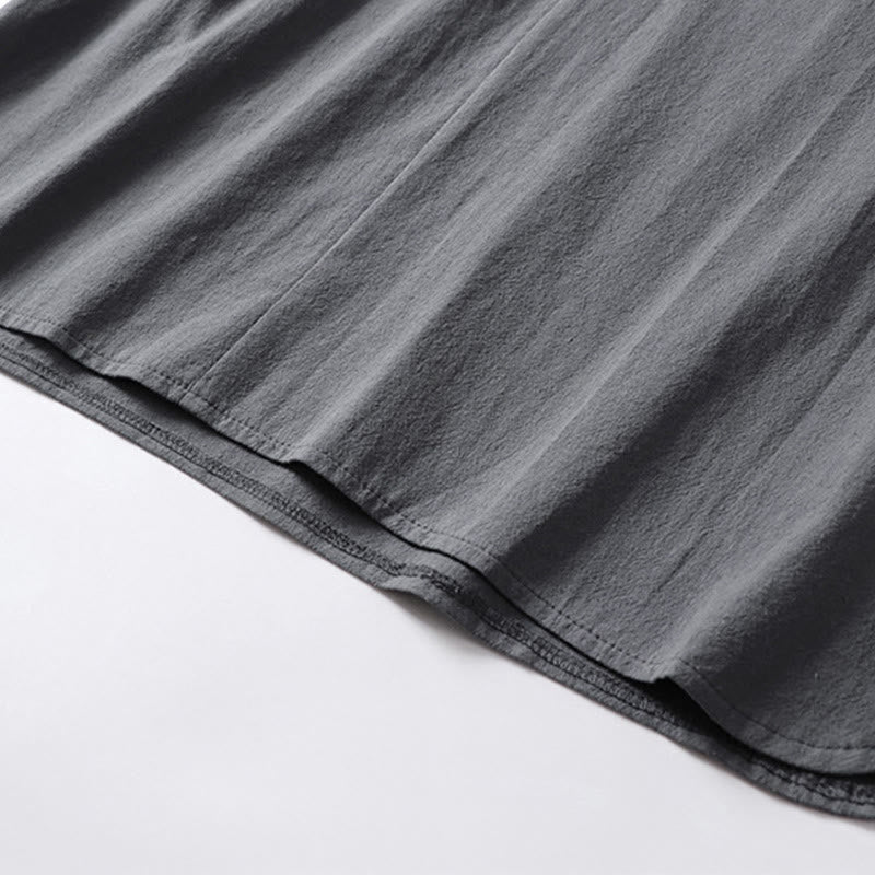 Buddha Stonesカジュアル 無地 2つボタン Vネック 七分袖 コットン メンズシャツ - image 9