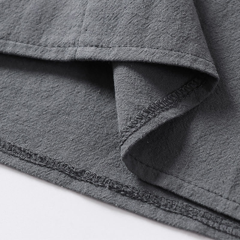 Buddha Stonesカジュアル 無地 2つボタン Vネック 七分袖 コットン メンズシャツ - image 10