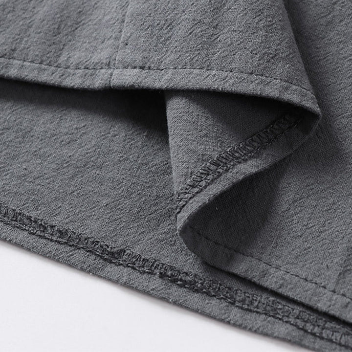 Buddha Stonesカジュアル 無地 2つボタン Vネック 七分袖 コットン メンズシャツ - image 10