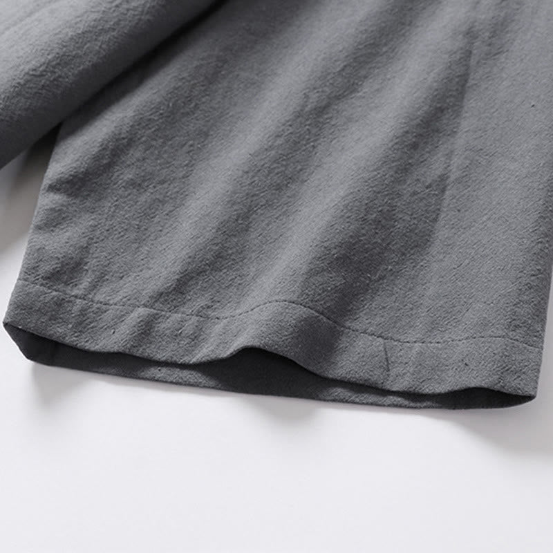 Buddha Stonesカジュアル 無地 2つボタン Vネック 七分袖 コットン メンズシャツ - image 11