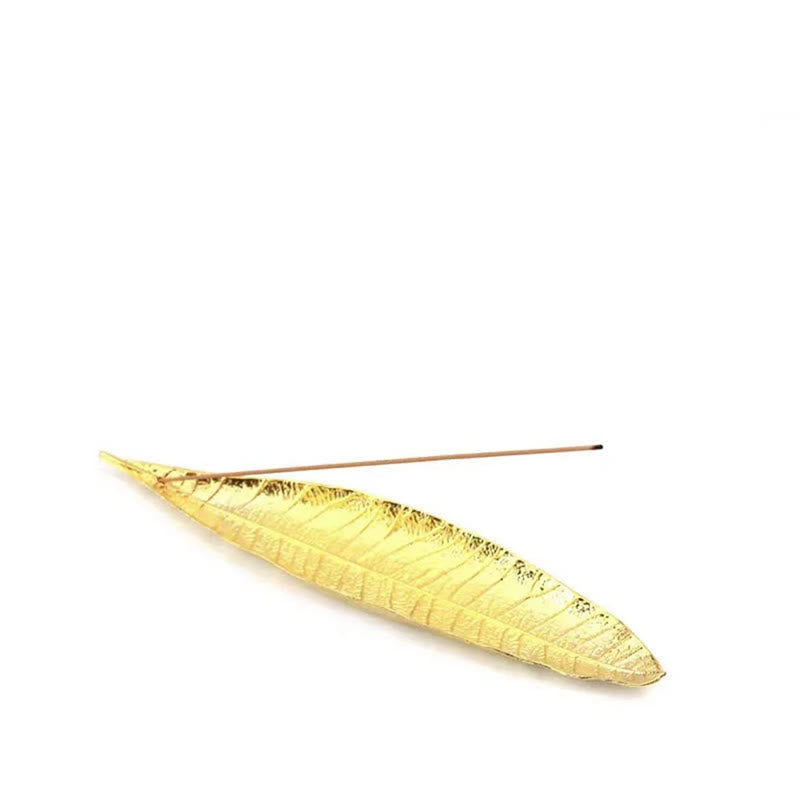 Buddha Stones合金製東洋葉癒し香炉装飾 - 金箔 24.6×5.3×1.4cm - image 5