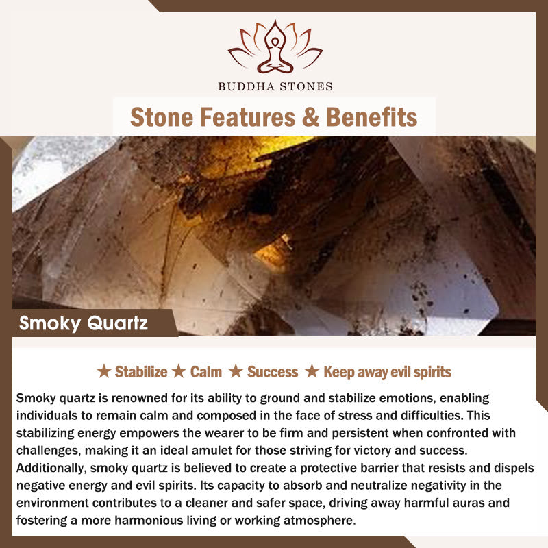 Buddha Stonesスモーキークォーツ ブラックオブシディアン 極薄ビーズ 成功のブレスレット