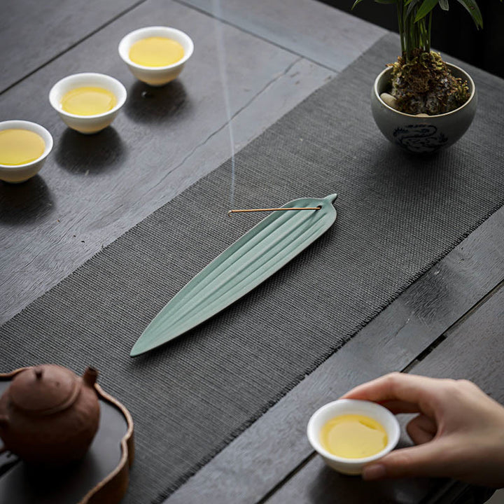 Buddha Stones緑竹の葉 癒し 陶器 香炉 装飾 - image 2