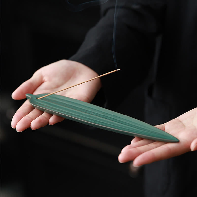 Buddha Stones緑竹の葉 癒し 陶器 香炉 装飾 - image 5