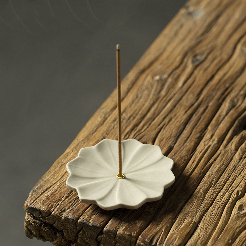 Buddha Stones蓮 桜 梅 菊 癒し 陶器 香炉 装飾 - ロータス 6.8×6.8×0.4cm - image 0