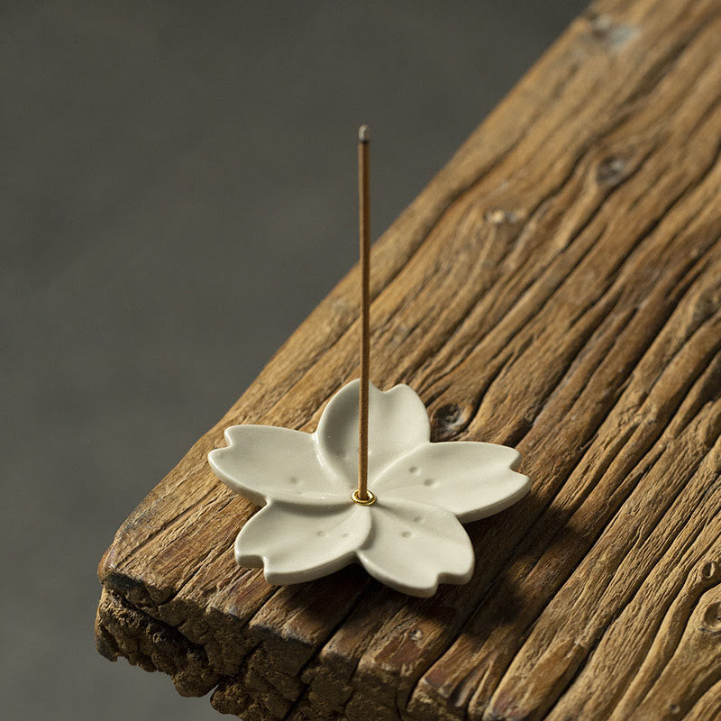 Buddha Stones蓮 桜 梅 菊 癒し 陶器 香炉 装飾 - 桜 7*7*0.5cm - image 1