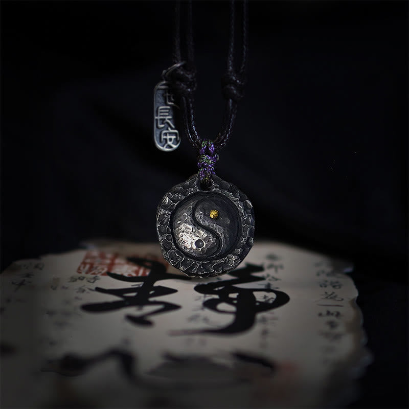 Buddha Stones 999 スターリングシルバー太極拳陰陽デザインハーモニーネックレスペンダント - 999 Sterling Silver YIN YANG(21*23*4mm) - image 0