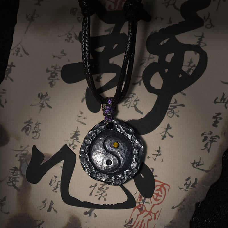 Buddha Stones 999 スターリングシルバー太極拳陰陽デザインハーモニーネックレスペンダント - image 2