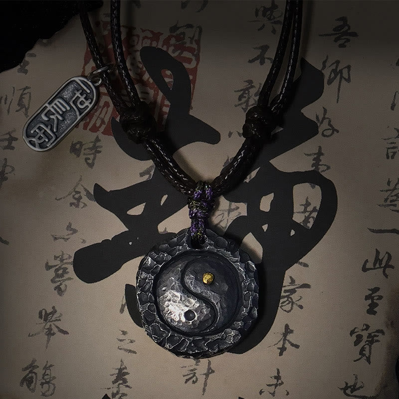 Buddha Stones 999 スターリングシルバー太極拳陰陽デザインハーモニーネックレスペンダント - 999 Sterling Silver YIN YANG(22*24*5mm) - image 1