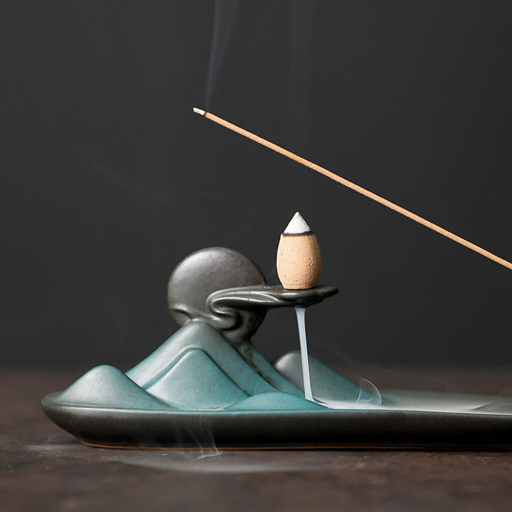 Buddha Stones月うさぎ 貔貅山 癒し 陶器 スティック 香炉 装飾 - image 5