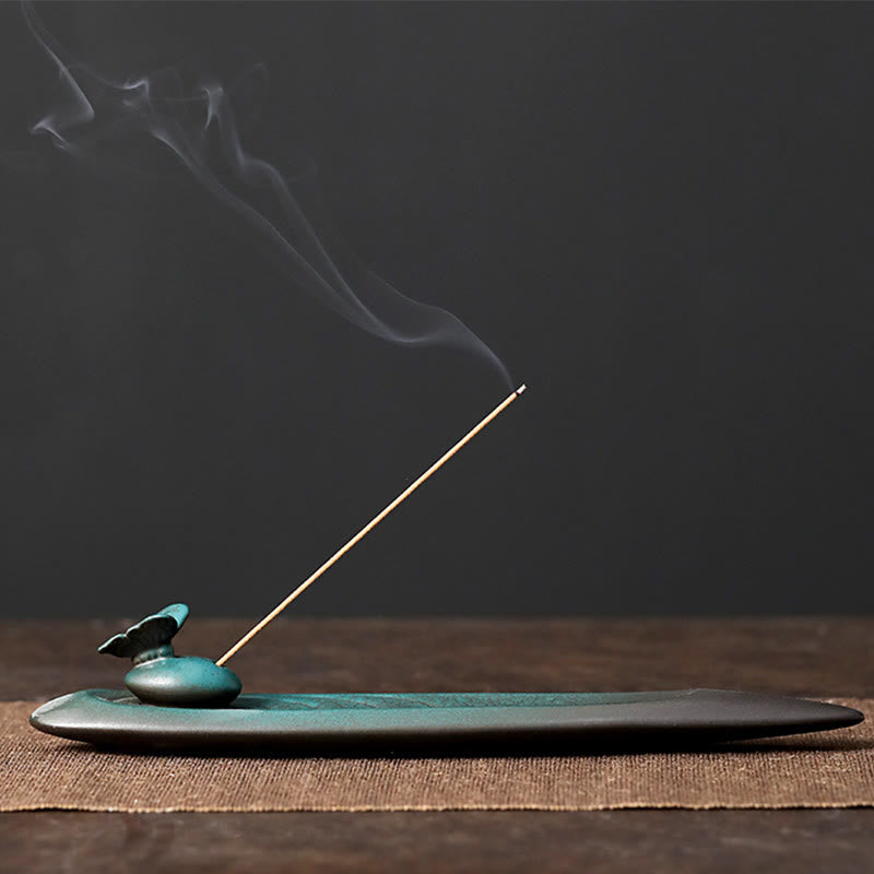 Buddha Stones3つの石 波 蝶 竹 癒し 陶器 スティック 香炉 装飾 - 蝶 24×3.6×3.8cm - image 11