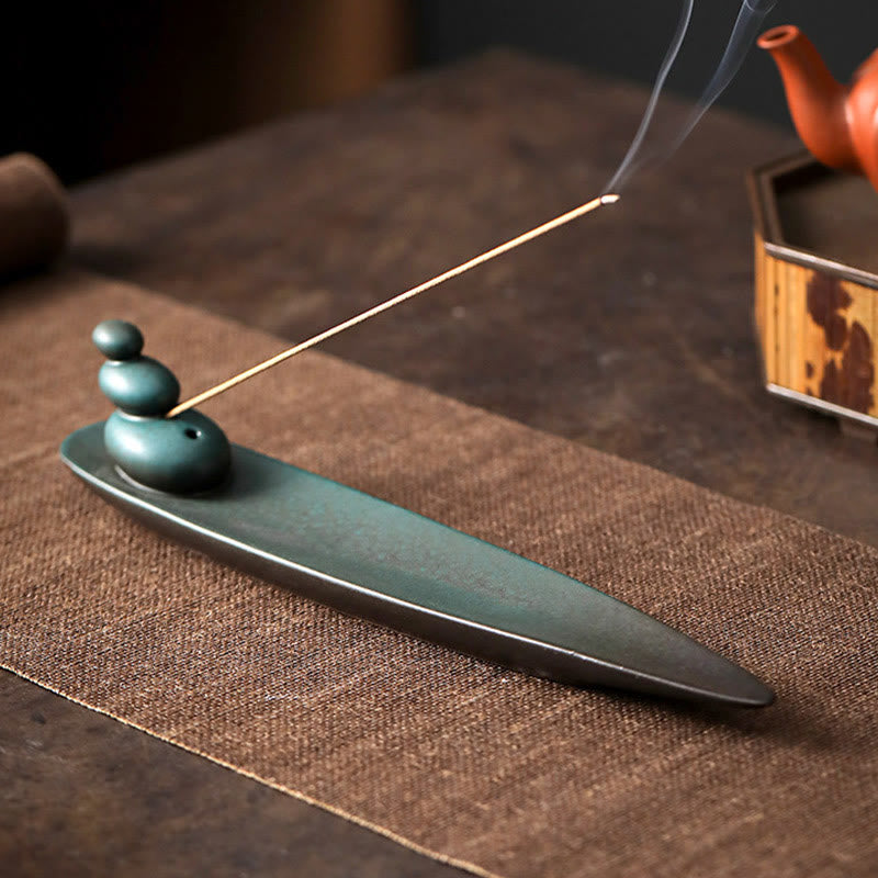 Buddha Stones3つの石 波 蝶 竹 癒し 陶器 スティック 香炉 装飾 - image 3