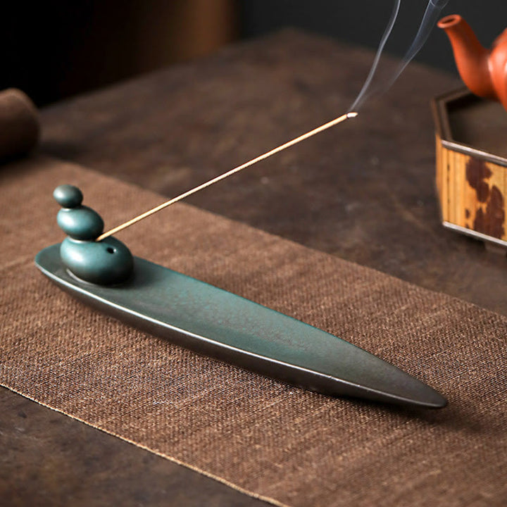 Buddha Stones3つの石 波 蝶 竹 癒し 陶器 スティック 香炉 装飾 - image 3