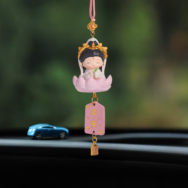Buddha Stones蓮華観音 仏陀 福の字 富の車吊り飾り