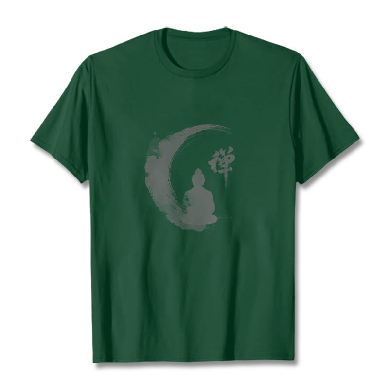 Buddha Stones、瞑想する仏陀の模様、コットンTシャツ - フォレストグリーン - 2XL - image 11