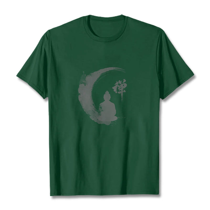 Buddha Stones、瞑想する仏陀の模様、コットンTシャツ - フォレストグリーン - 2XL - image 11