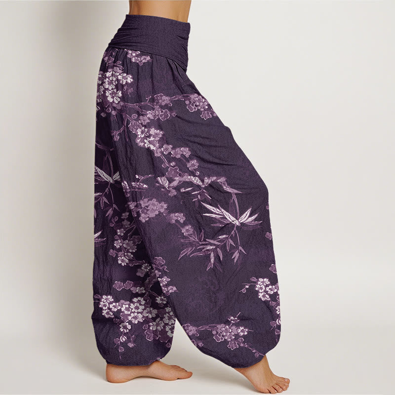 Buddha Stonesコットン ホワイト 桜柄 レディース ウエストゴム ハーレムパンツ - image 5