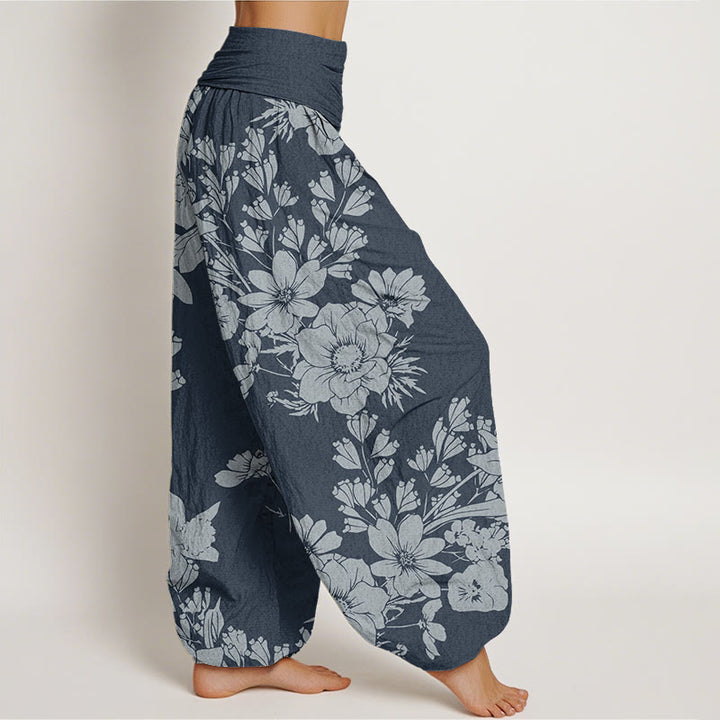 Buddha Stonesカジュアル 牡丹の葉柄 レディース 伸縮性ウエスト ハーレムパンツ - image 9