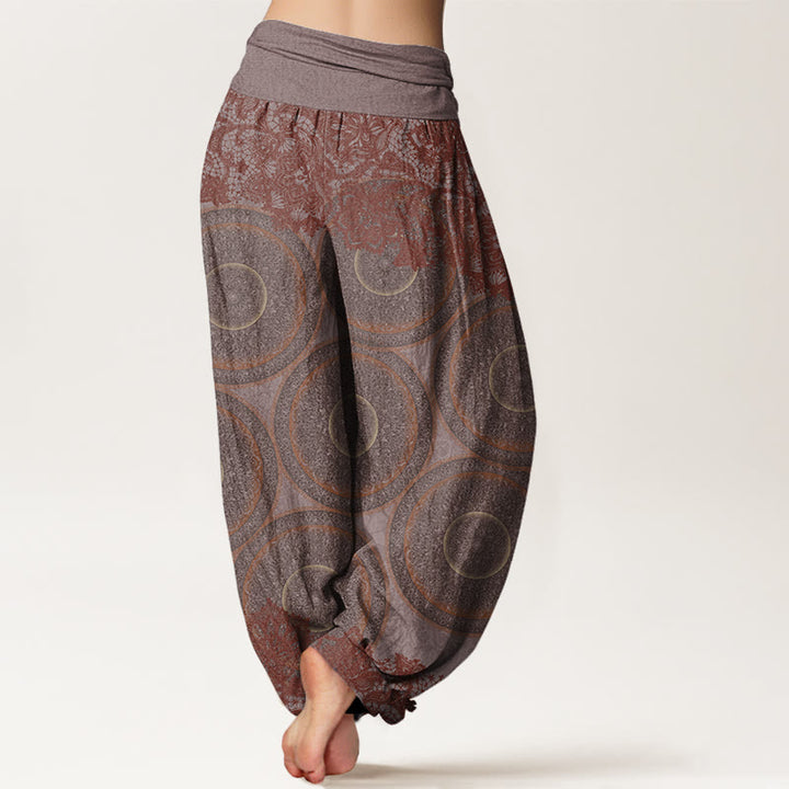 Buddha Stonesコットン カジュアル フラワー コンパスデザイン レディース 伸縮性ウエスト ハーレムパンツ - image 6