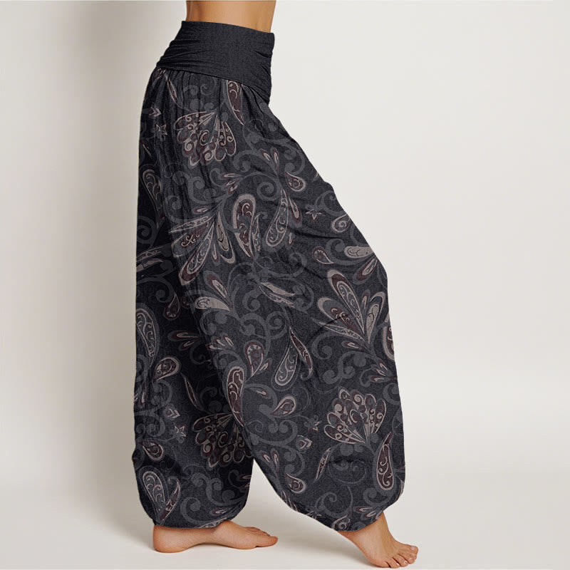Buddha Stonesコットンカジュアルフラワーペタルデザインレディース伸縮性ウエストハーレムパンツ - image 1