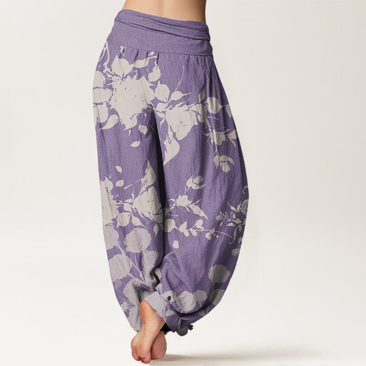 Buddha Stonesと花の咲くつぼみ模様のレディース伸縮性ウエストハーレムパンツ - image 10