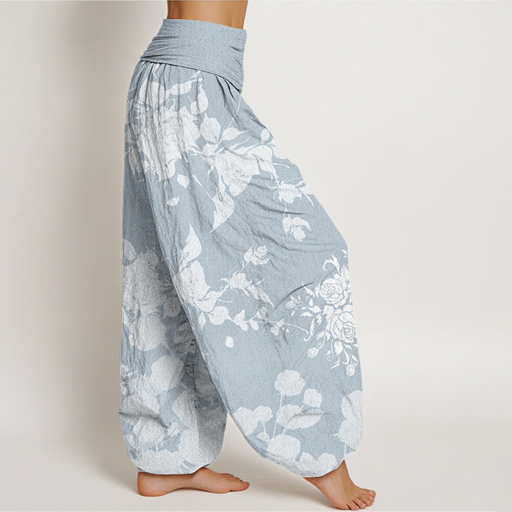 Buddha Stonesと花の咲くつぼみ模様のレディース伸縮性ウエストハーレムパンツ - image 6