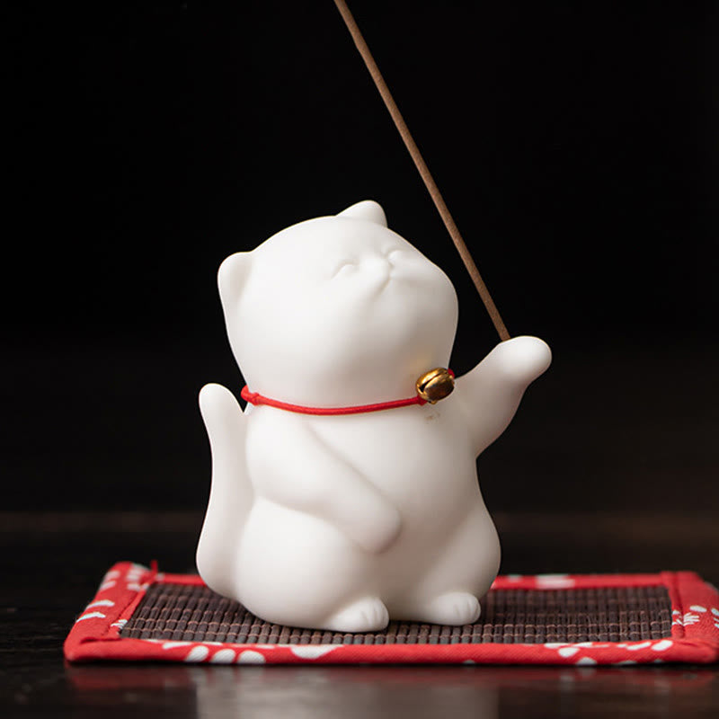 Buddha Stones猫鈴 竹マット 癒し 陶器 香炉 デスク装飾 - image 7