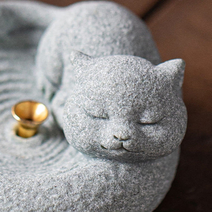 Buddha Stonesかわいい怠惰な猫の癒しの香炉 デスクデコレーション - image 27