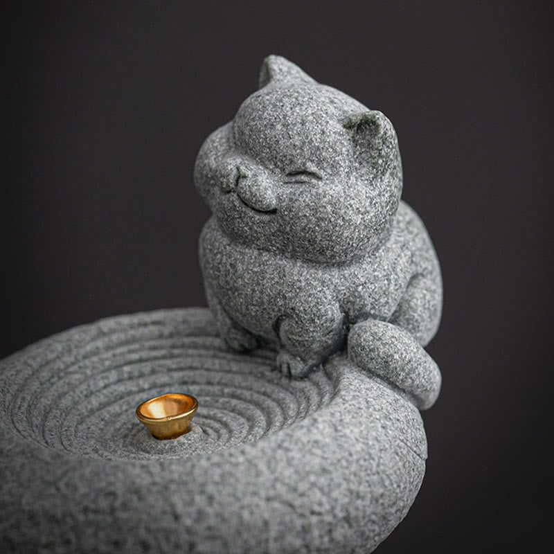 Buddha Stonesかわいい怠惰な猫の癒しの香炉 デスクデコレーション - image 10