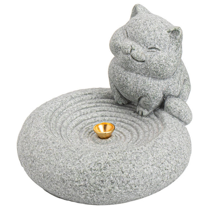 Buddha Stonesかわいい怠惰な猫の癒しの香炉 デスクデコレーション - image 12
