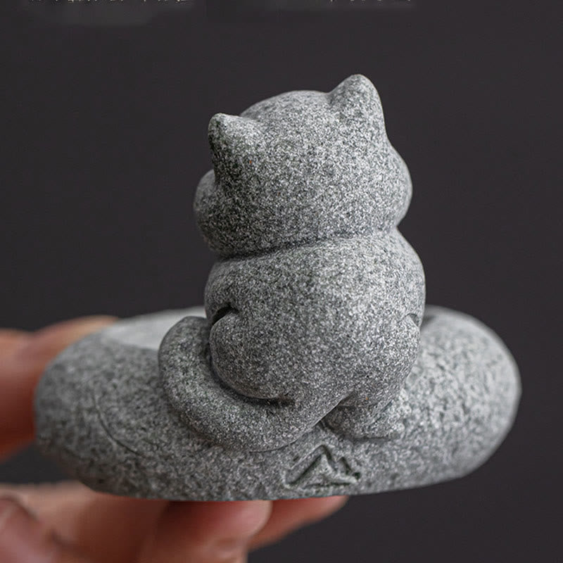 Buddha Stonesかわいい怠惰な猫の癒しの香炉 デスクデコレーション - image 11