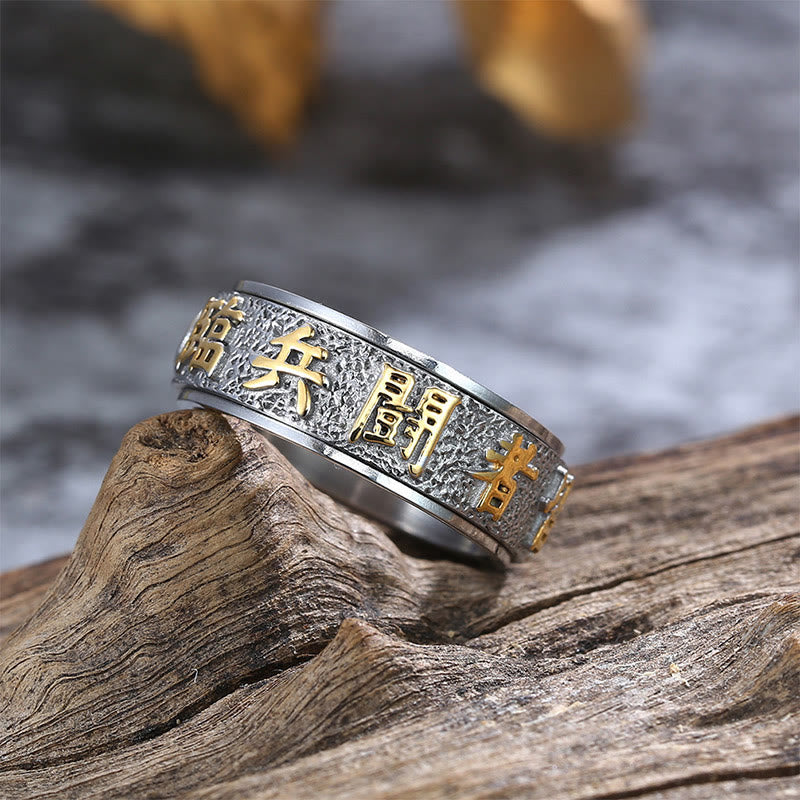 チベットのBuddha Stones、九字真言、陰陽の模様、チタン鋼製スピナー、バランスリング