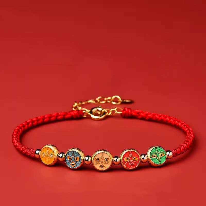 Buddha Stonesの赤紐925スターリングシルバー 五つの富の神との繋がりブレスレット - image 9