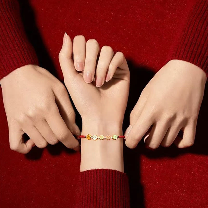 Buddha Stonesの赤紐925スターリングシルバー 五つの富の神との繋がりブレスレット - image 4