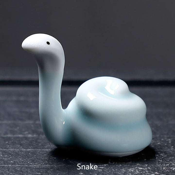 Buddha Stones十二支 陶器 ティーペット ホームデコレーション - 白蛇 6.7×6.6cm - image 17