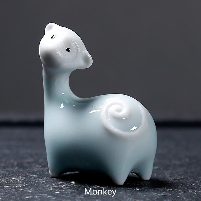 Buddha Stones十二支 陶器 ティーペット ホームデコレーション - ホワイトモンキー 6.6×6.8cm - image 27